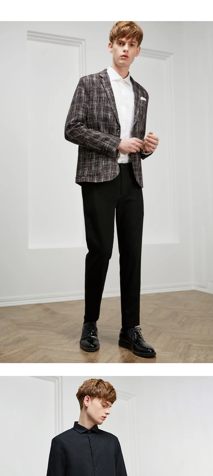JackJones Мужская быстросохнущая рубашка с длинными рукавами из ткани 219105548