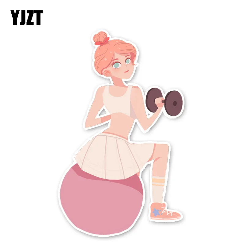 YJZT 14.6*8.8CM Interesting Pink Girl Weight Lifting Car Stickers Accessories 11A-1983 | Автомобили и мотоциклы