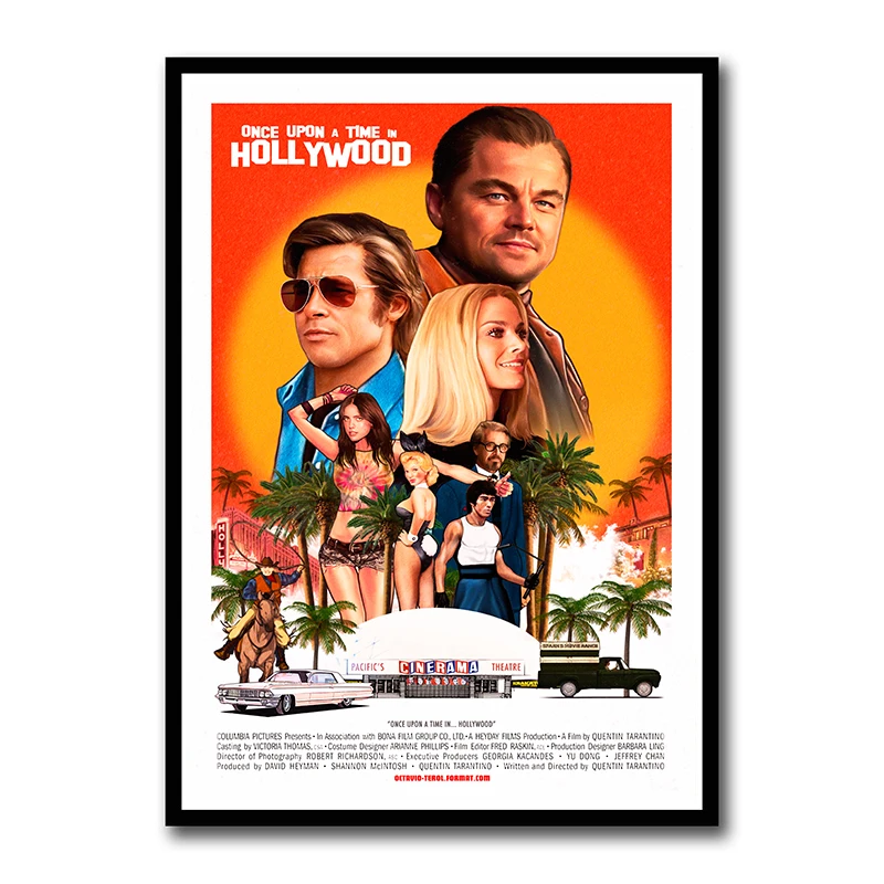 Quentin Tarantino Once Upon A Time в Голливуде бумажные плакаты с покрытием, настенные плакаты, художественная живопись для дома и комнаты, бескаркасная