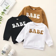 

Boys and Girls Baby Letter Print Sweater Toddler Cotton Long Sleeve Round Neck Unhooded Pullover Kids Unisex T-shirt Top Clothin
