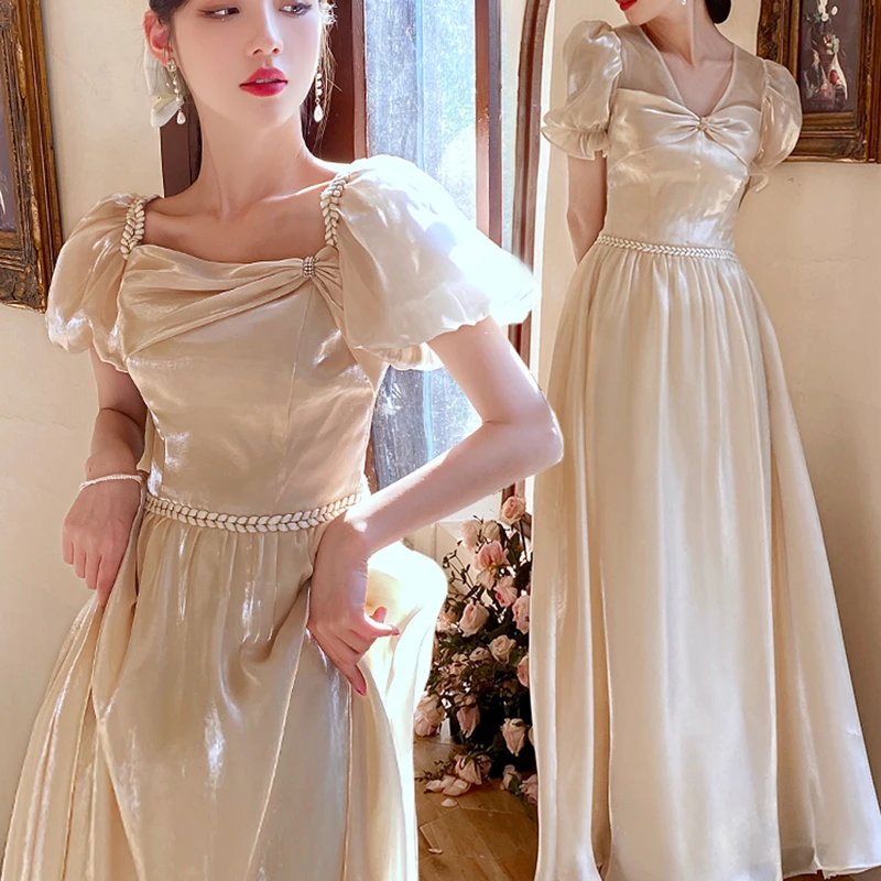 Vestidos de dama de honor de boda, estilo francés, Vintage, elegante, con  cuello cuadrado, vestido Formal para fiesta de boda, novedad de 2021|Vestidos  para dama de honor| - AliExpress