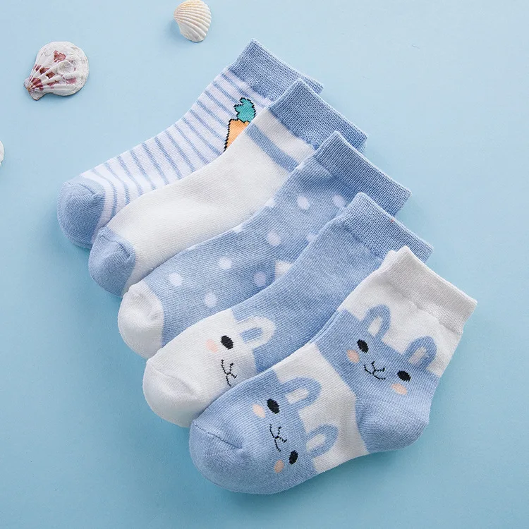 5 пар = 10 пар, милые сетчатые тонкие хлопковые носки с кроликом для новорожденных мальчиков носки для маленьких девочек носки для младенцев, Miaoyoutong - Цвет: blue