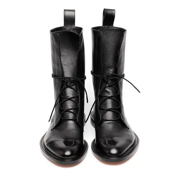 SHENGY/; кожаные ботинки на плоской подошве в британском стиле; черные ботинки с острым носком; красивые мотоботы; женские ботинки; Прямая поставка - Цвет: black