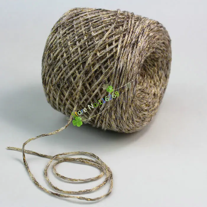 Шелковый хлопок + золотые и Silver Silk вязание крючком пряжи вязать резьбой 200г / серия