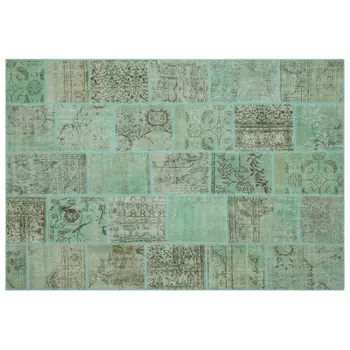 

Handmade Green Vintage Overdyed Patchwork Area Rug 191x283 Cm-6'3''X9'3''