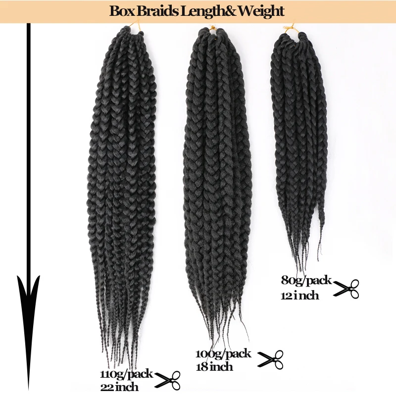 Full Star Synthetic 12 18 22 12Root Big Box Braids Hair Extensions Black  Bug Brown hair for Women Box Braids Crochet Hair - AliExpress
