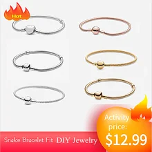 Высокое качество, 17 см-21 см, 6 стилей, 925 серебряный браслет-цепочка в виде змеи, сделай сам, браслет-цепочка из бисера для женщин, новые модные ювелирные изделия