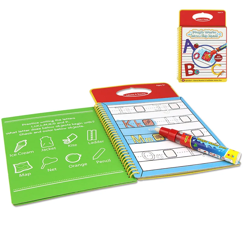 Волшебная водная цветная книга с шариковой ручкой, Сказочная алфавит, животные, цветные познавательные детские игрушки для рисования, доска для рисования - Цвет: Alphabet