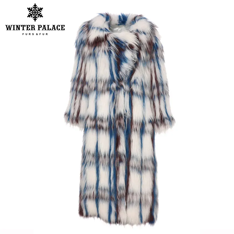 Зимняя коллекция года, Новое Женское пальто с лисьим мехом, длинное вязаное пальто с воротником и укороченными рукавами, теплое зимнее пальто с лисьим мехом - Цвет: color