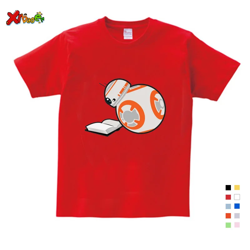 Толстовки с капюшоном для маленьких мальчиков; BB-8 «Звездные войны»; сезон осень-зима; Детские свитшоты; футболка с длинными рукавами; Одежда для маленьких девочек; зимняя одежда - Цвет: Kids T-shirt red