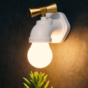 

Bedroom Toilet Night Lamp Novelty Faucet Shape Voice Control LED USB Rechargeable LB88