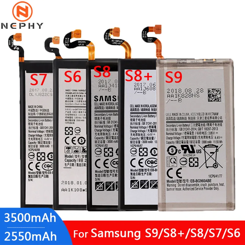 

Original Battery For Samsung Galaxy S9 S8 Plus S7 S6 S8Plus G920F G930F G950F G955F SM-G960F Replace Mobile Phone Bateria Tools