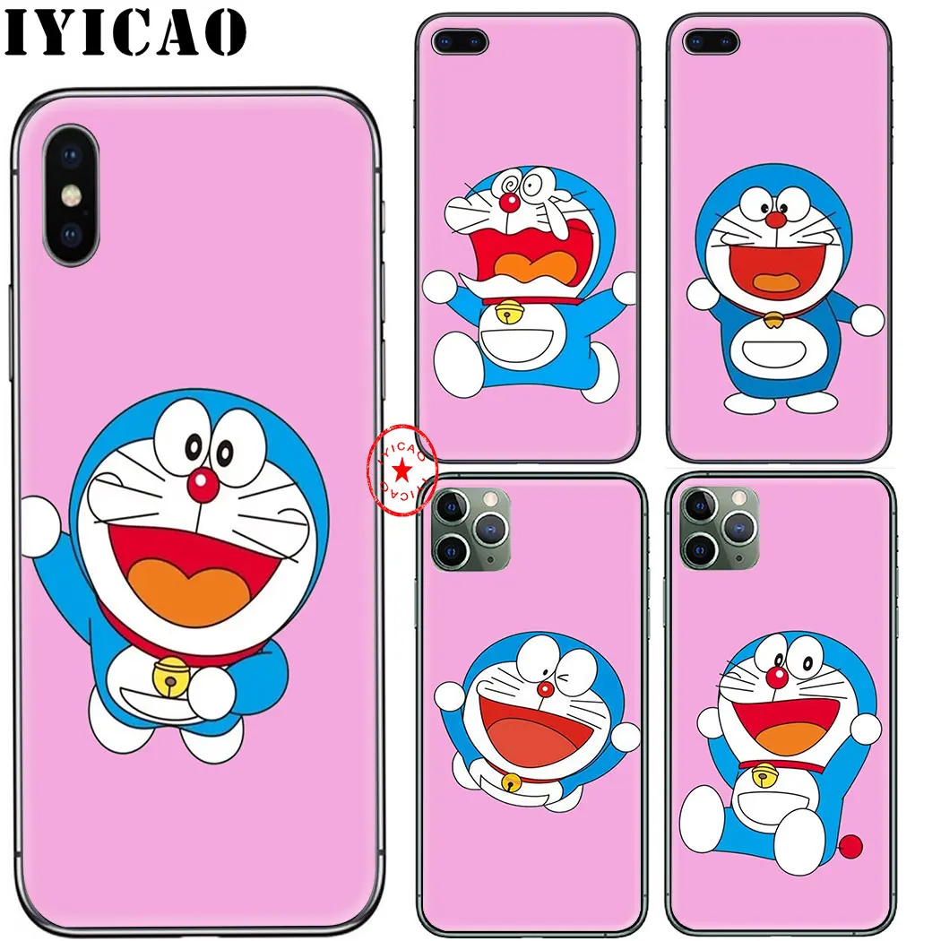 IYICAO Doraemon милый розовый мягкий чехол для iphone 11 Pro Xr Xs Max 6 6s 7 8 Plus 5 5S Se силиконовый TPU |