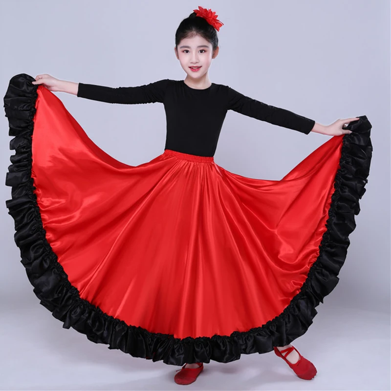 Цыганская принцесса, костюмы для танца живота, испанская традиционная юбка фламенко, атласная гладкая юбка размера плюс, платье DL5158