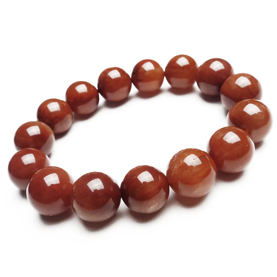 14 мм натуральный красный волос Rutilated Кварцевый браслет для женщин и мужчин