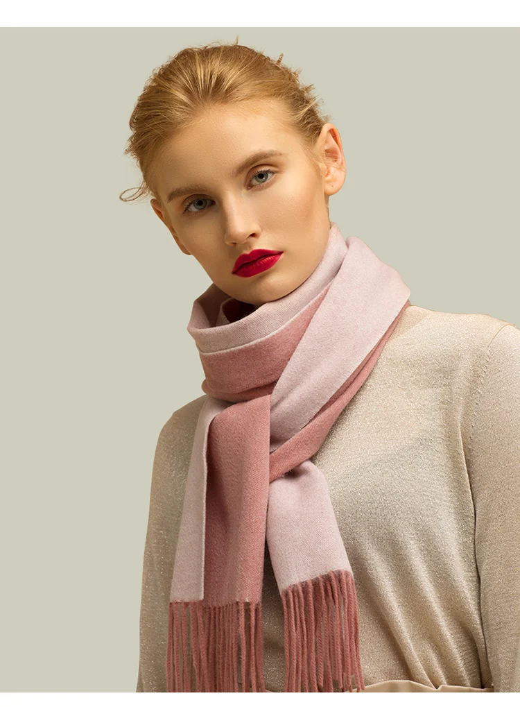 Wolle Schal Frauen doppelseitige Winter Frauen Kaschmir Schal Pashmina Schals Und Wraps Weiblich Foulard Hijab Wolle Stolen Schals – Detail 3