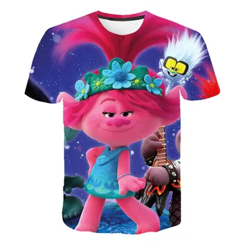 

3D Boys TROLLS WORLD TOURsonic Print Girls Funny T-shirts Costume Children summer Clothing Kids Clothes Hairy elf Baby T shirt