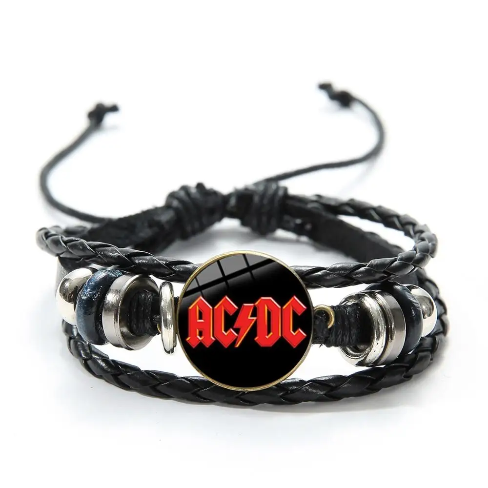 SONGDA Cool AC/DC браслет с красным логотипом Повседневный рок хип хоп классический черный кожаный браслет модные манжеты браслет - Окраска металла: Style 5