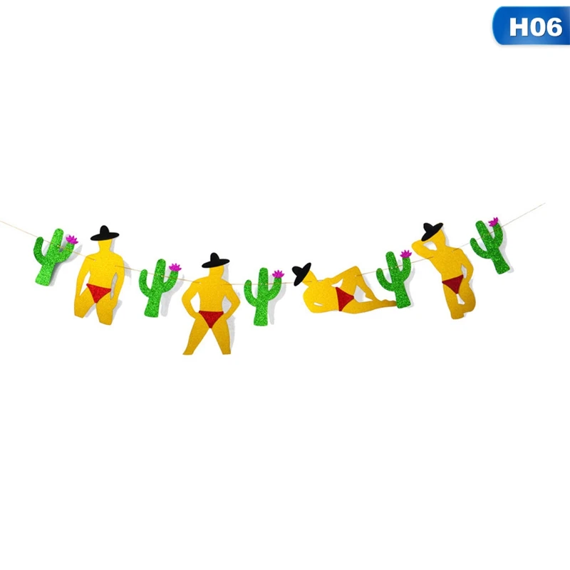 1 Set Novelty Gold Letter Green Cactus Taco Bar Paper Final Fiesta Banners Flag Garland For Bachelorette Party Decoration - Цвет: H06