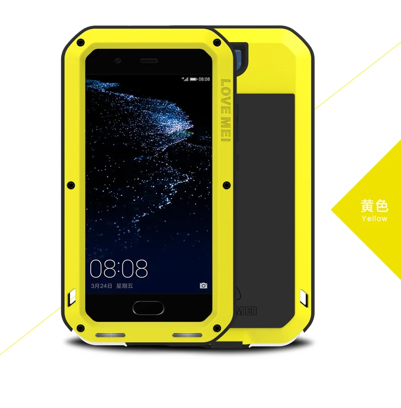 Huawei P10 Case LOVE MEI Shock DirtProof Water Resistant Metal Armor Aluminum Silicon Cover Phone Case huawei p10 Tempered Glass
