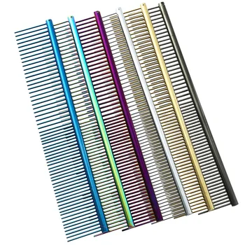 

Color Stainless Steel Pet Grooming Comb Straight Row Steel Comb Single Row Dense Teddy Dog Universal Needle Combs Dog Supplies