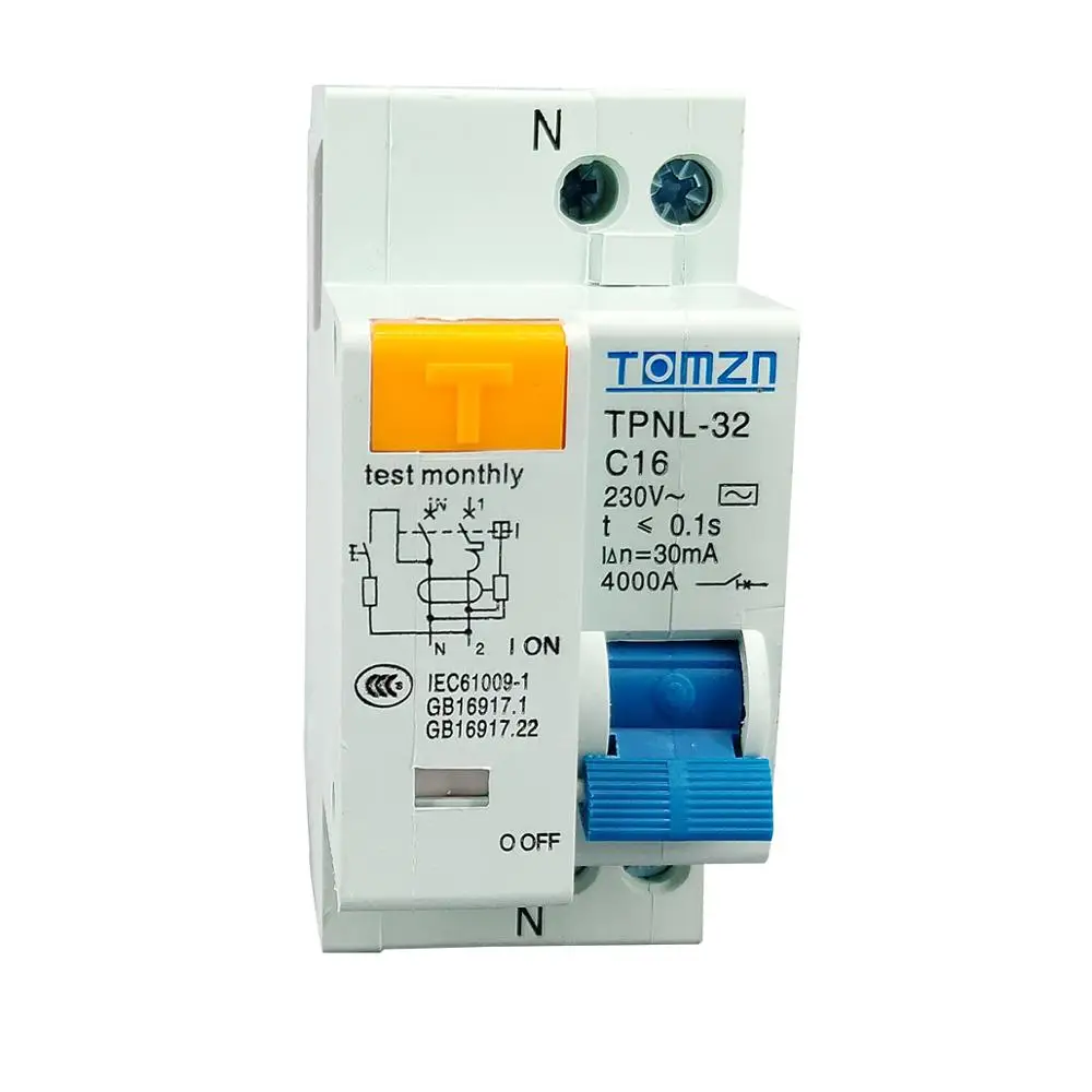 TPNL DPNL 230 В 1P+ N автоматический выключатель остаточного тока с защитой от перегрузки и короткого тока от утечки RCBO MCB