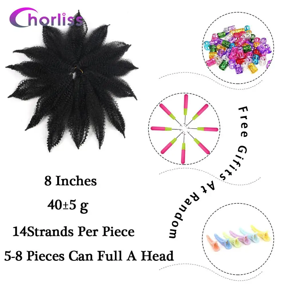 Ombre Afro Kinky Marley Braids Crochet Hair Soft Cuban Twist Braiding Hair 8Inch Chorliss Synthetic Crochet Black Brown Bug