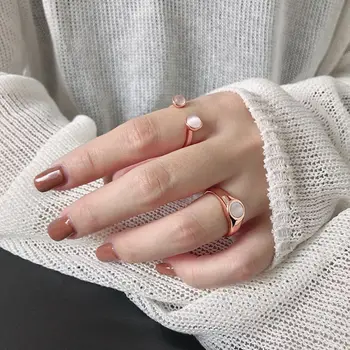 

Silvology 925 Sterling Silver Shell Opal Cat Eye Stone Rings Rose Gold Round Romantic Rings for Women 2019 Girls Jewelry Charm