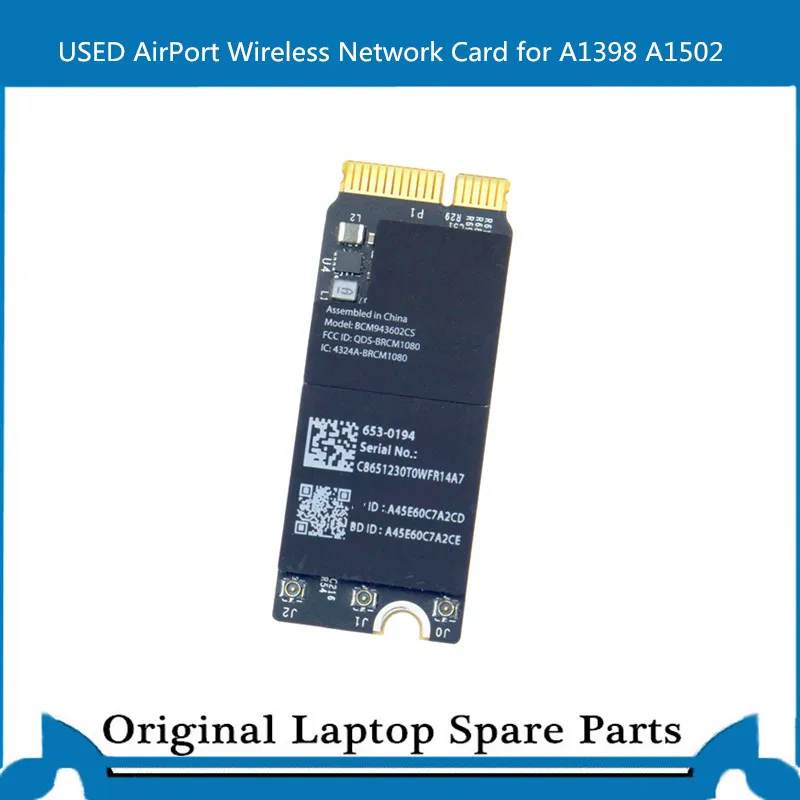 Оригинальная беспроводная сетевая карта для Macbook Pro Retina A1398 A1502 Wi-Fi Карта Bluetooth 4 0