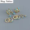 ying Vahine 100% 925 Sterling Silver Small Blue Zircon Circle Stud Earrings for Women ► Photo 1/6