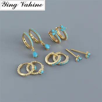 

Ying Vahine 100% 925 Sterling Silver Small Blue Zircon Circle Stud Earrings For Women