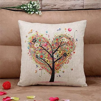 

Linen Square Throw Flax Pillow Case Decorative Cushion Pillow Cover Tree Flower Print Colorful Simple White 45x45 Cm New