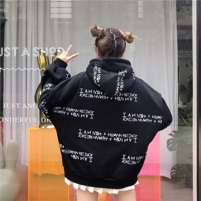  Letter Print Hooded Hoodies Sweatshirt Gothic Hoodies Women Oversized Streetwear Stranger Things Ha