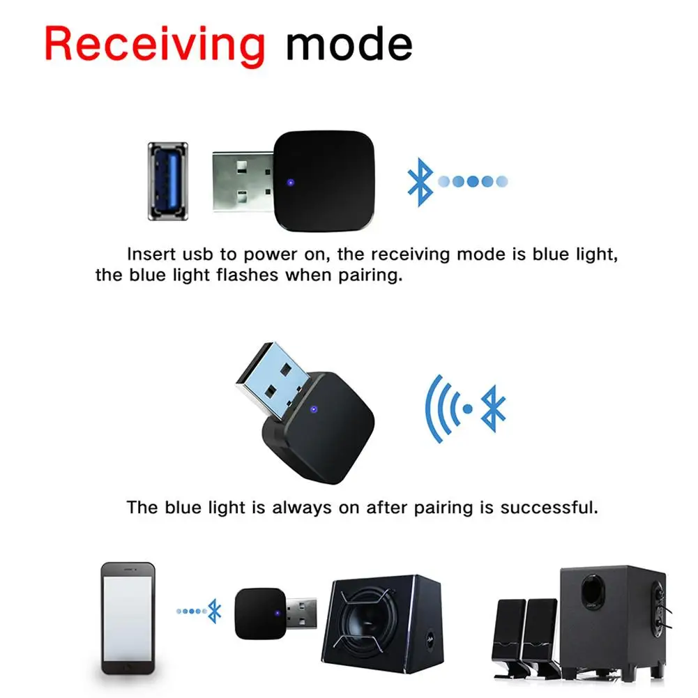 Беспроводной usb-адаптер Bluetooth 5,0 USB аудио приемник передатчик 2 в 1 AUX 5,0 Bluetooth адаптер для компьютера ПК ноутбук