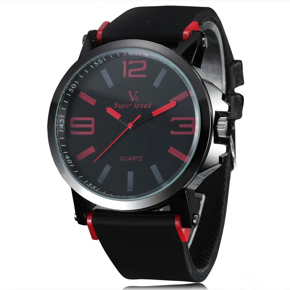 Аутентичные V6 Брендовые спортивные часы для школьников с резиновым ремешком кварцевые наручные часы 100 шт./лот