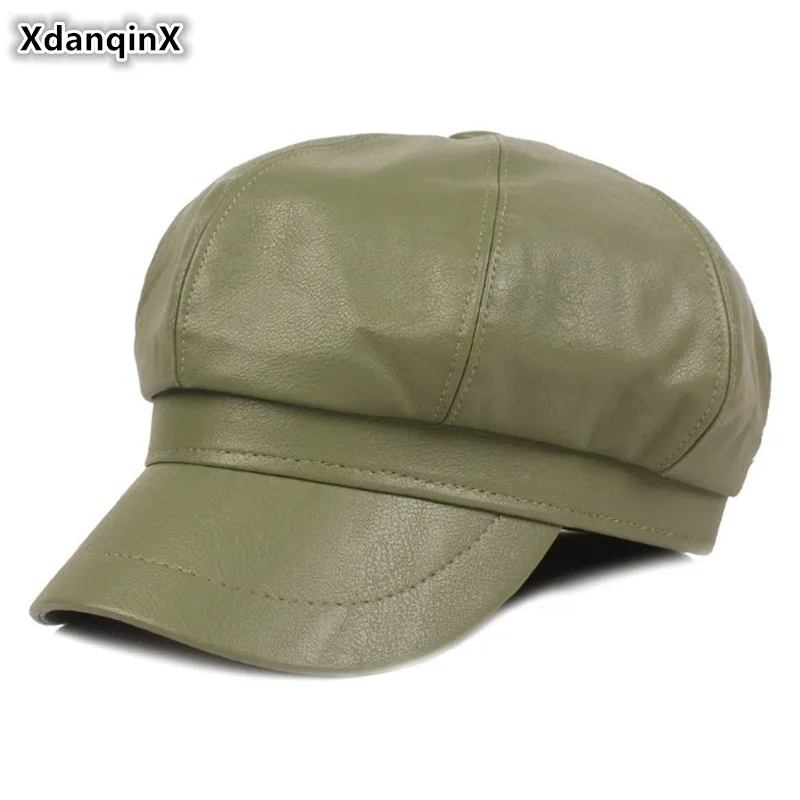 XdanqinX женские кепки из искусственной кожи газетчика элегантная женская модная