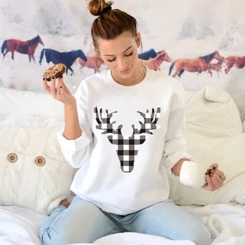 

Elk round neck long sleeve women's Sweatshirt fashion autumn winter warm Sweatshirt