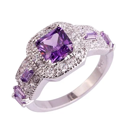 Beiver, многоцветное, синее, белое, фиолетовое кольцо из циркона для женщин,, обручальное кольцо, ювелирные изделия, подарки, серебряное кольцо, размер 6, 7, 8, 9 - Цвет основного камня: As Picture