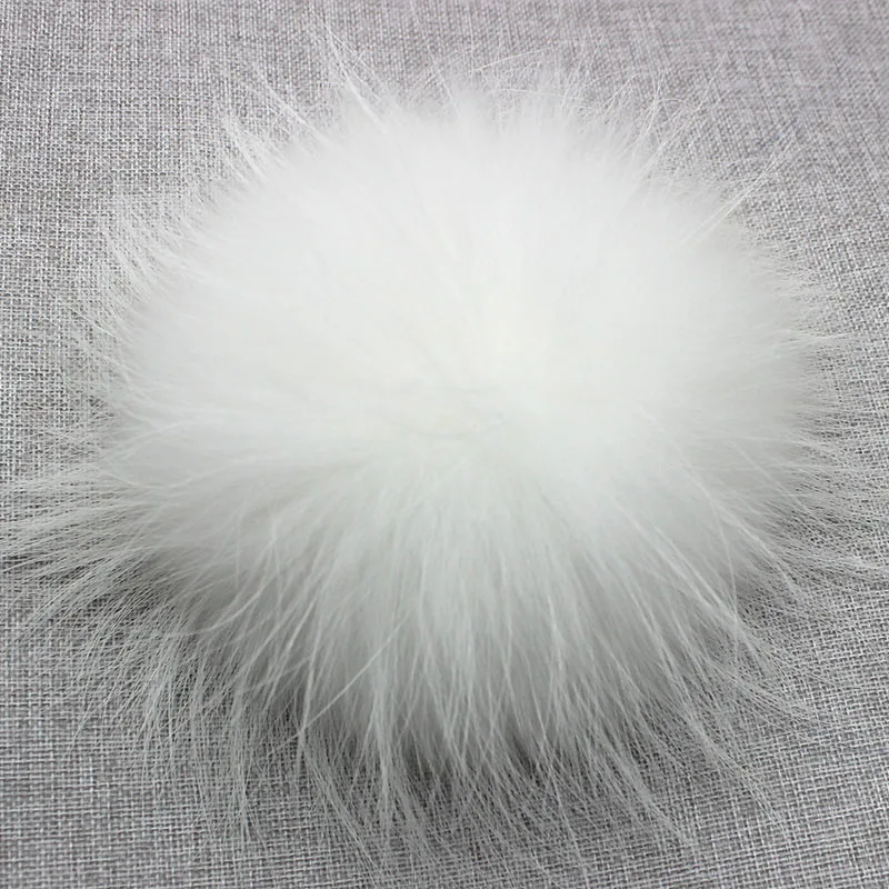 Big Colorful Fluffy Real Fur Fox Raccoon Pompoms With Button DIY Poms Balls Natural Fur Pompon For Hats Caps Shoes Whosale