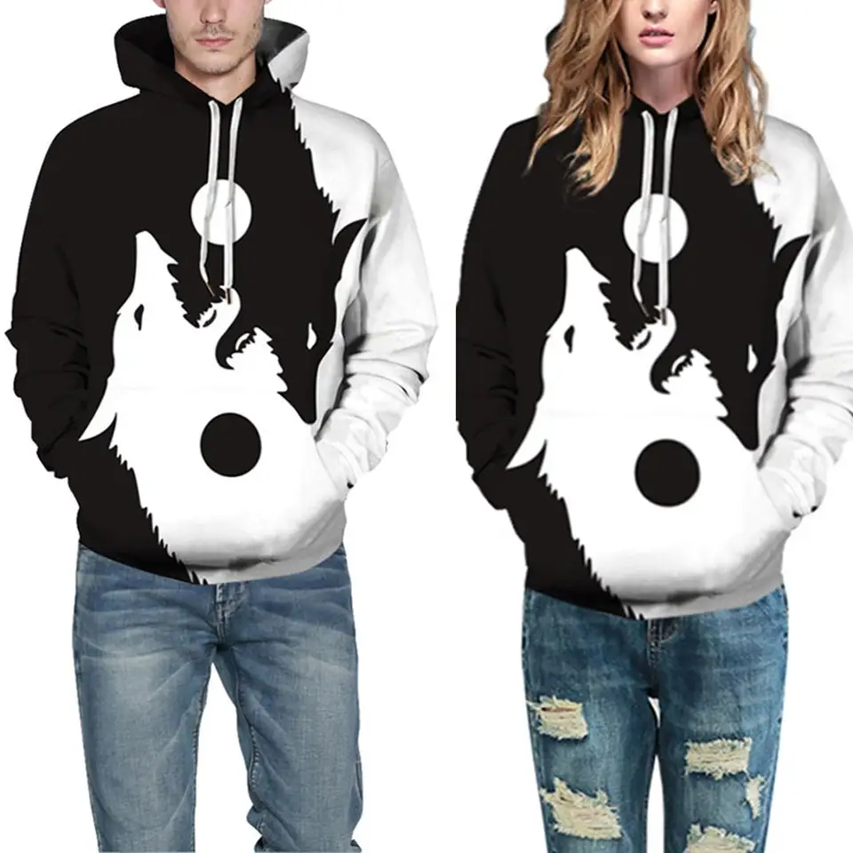 yin and yang wolf hoodie