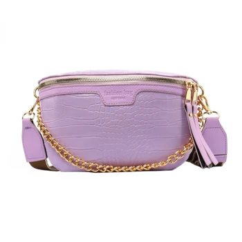 

Solid Chest Bag Lady Chest Bag Shoulder Travel Handbag Bags Women Alligator PU Leather Retro Fanny Chain Phone Money Purses