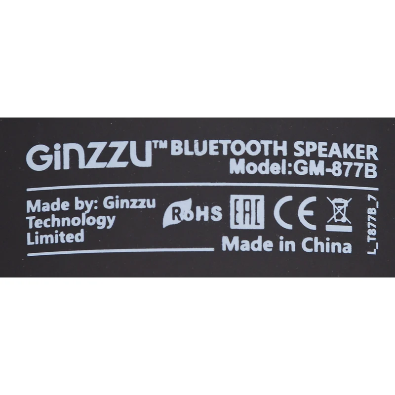 Колонка порт. Ginzzu GM-877B черный 10W 2.0 BT/3.5Jack/USB 10м 1200mAh