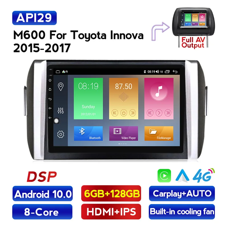 Android 10 4G RAM 64G ROM для Toyota INNOVA 2015 2016-2018 Автомобильный мультимедийный Радио rds