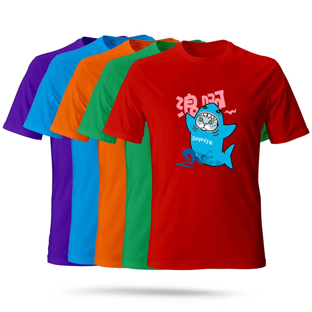 

Streetwear Punk Women's shirt Fun Cute Cat Cosplay Shark Printing Daily Casual Wear T-shirt Cheap O-neck Multicolor Tshirt