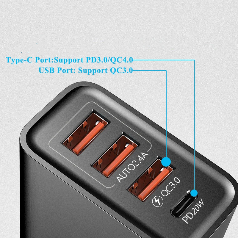 65w fast charger PD 20W USB Type C Charger Quick Charge 3.0 Mobile Phone Charger Fast Wall Chargers usb c power adapter for iPhone 12 Pro Max usb c 65w