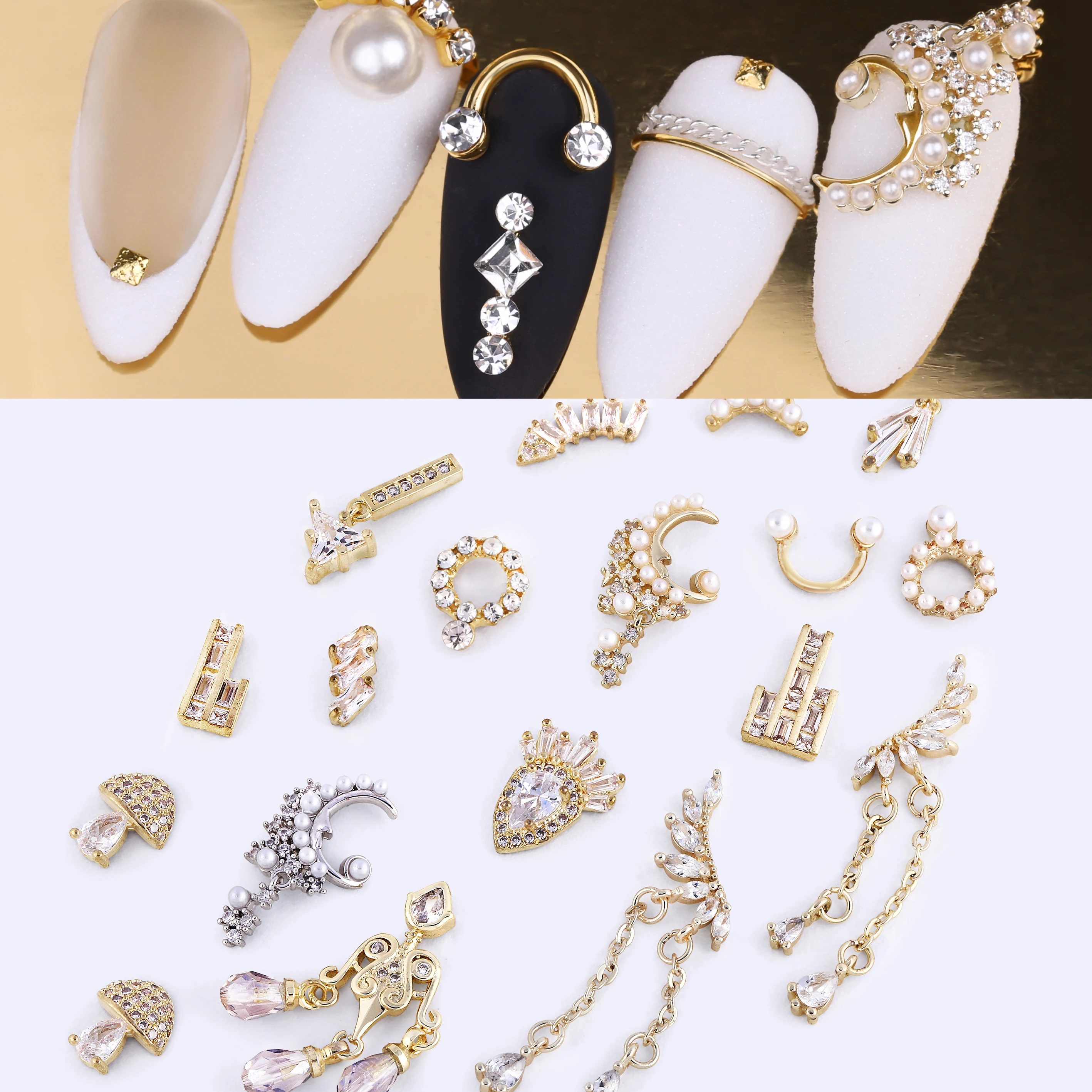 

10Pcs 2Pcs 9Pcs/Set 3D Metal Nail Rivet Studs Mixed Shape Nail Art Rhinestones Cristal Nail Art Strass For Nail Stones Designs