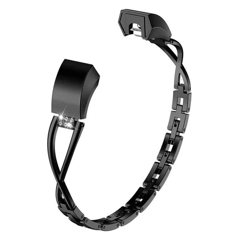 

Watch Strap Accessories For Fitbit Alta HR Strap Diamond-shaped Metal Stainless Replacement Steel Belt Chain With Drill 1sh