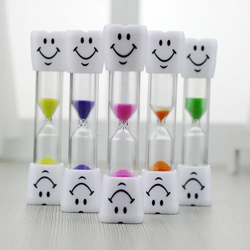 Smiley hourglass plastic tooth brushing timer 3 minutes child drop safety | Дом и сад