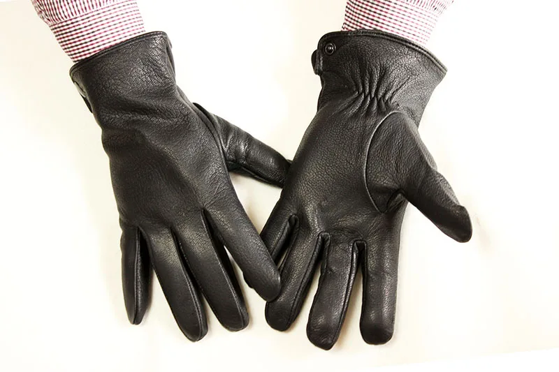 Guanti in pelle di cervo di capra in pelle da uomo nuova fodera in pile sottile calore invernale ispessimento guida in moto all'aperto e_voghion.com