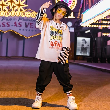 

Jazz Costumes Boys White Top Hip Hop Dance Clothing Street Dancing Performance Wear Modern Stage Rave Outfit Children DNV12581